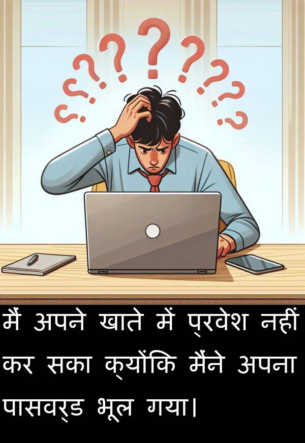 खाते: मैं अपने खाते में प्रवेश नहीं कर सका क्योंकि मैंने अपना पासवर्ड भूल गया।