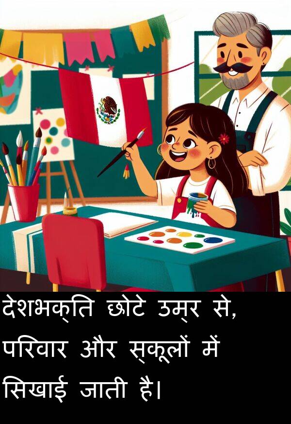 परिवार: देशभक्ति छोटे उम्र से, परिवार और स्कूलों में सिखाई जाती है।