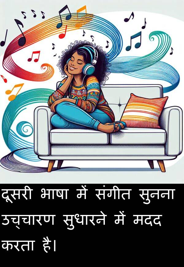 उच्चारण: दूसरी भाषा में संगीत सुनना उच्चारण सुधारने में मदद करता है।