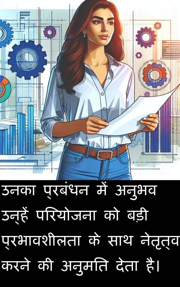 परियोजना: उनका प्रबंधन में अनुभव उन्हें परियोजना को बड़ी प्रभावशीलता के साथ नेतृत्व करने की अनुमति देता है।
