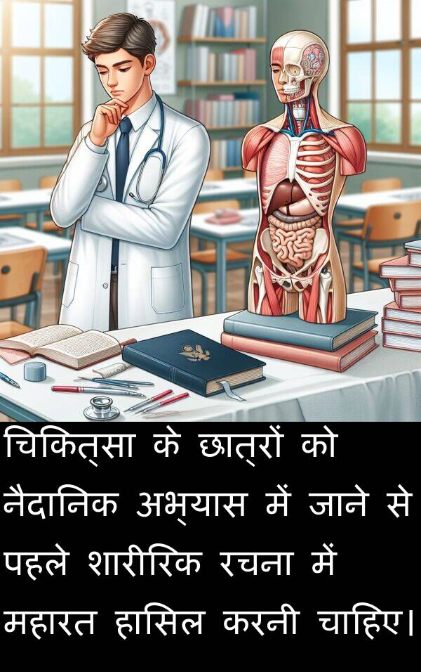 छात्रों: चिकित्सा के छात्रों को नैदानिक अभ्यास में जाने से पहले शारीरिक रचना में महारत हासिल करनी चाहिए।