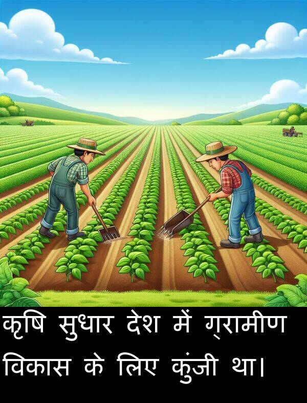 ग्रामीण: कृषि सुधार देश में ग्रामीण विकास के लिए कुंजी था।