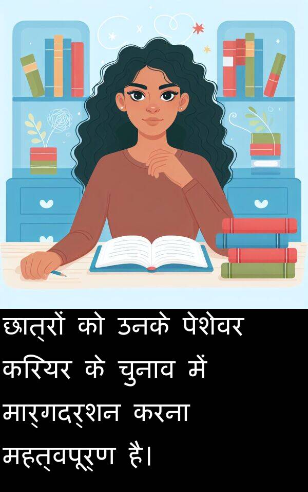 छात्रों: छात्रों को उनके पेशेवर करियर के चुनाव में मार्गदर्शन करना महत्वपूर्ण है।