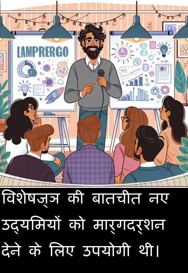 उद्यमियों: विशेषज्ञ की बातचीत नए उद्यमियों को मार्गदर्शन देने के लिए उपयोगी थी।