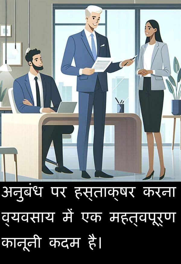 अनुबंध: अनुबंध पर हस्ताक्षर करना व्यवसाय में एक महत्वपूर्ण कानूनी कदम है।