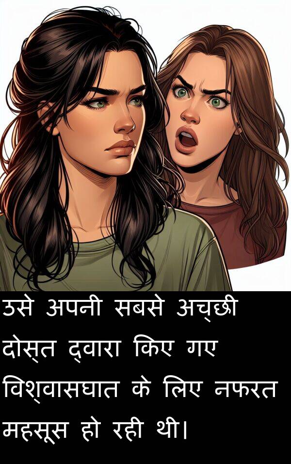 नफरत: उसे अपनी सबसे अच्छी दोस्त द्वारा किए गए विश्वासघात के लिए नफरत महसूस हो रही थी।