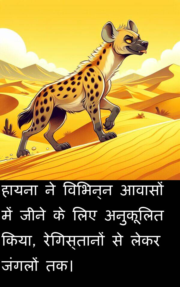 लेकर: हायना ने विभिन्न आवासों में जीने के लिए अनुकूलित किया, रेगिस्तानों से लेकर जंगलों तक।