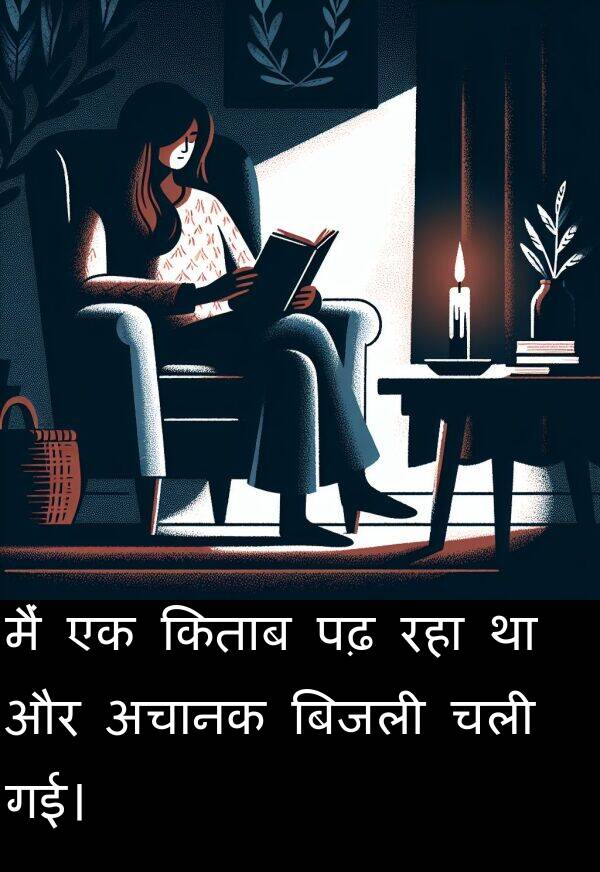 पढ़: मैं एक किताब पढ़ रहा था और अचानक बिजली चली गई।
