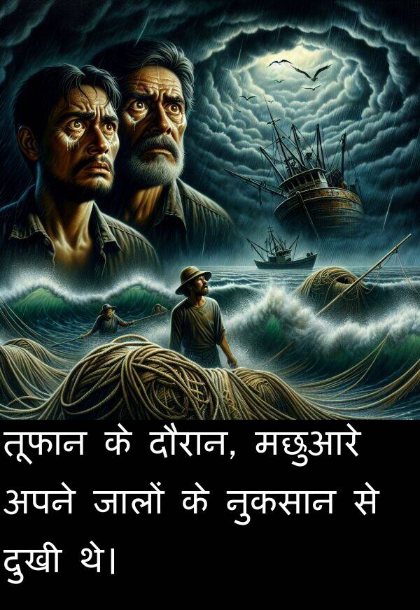 नुकसान: तूफान के दौरान, मछुआरे अपने जालों के नुकसान से दुखी थे।