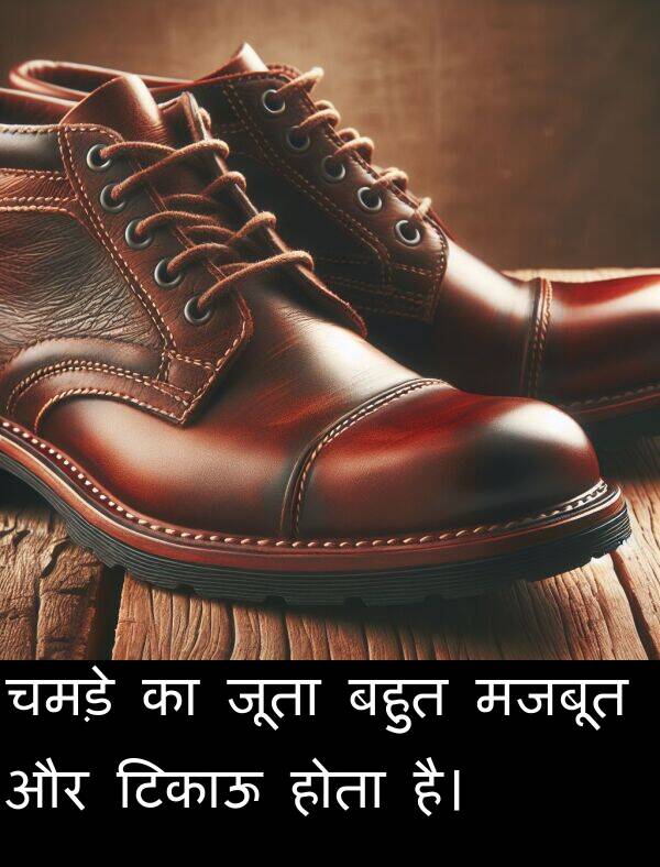 चमड़े: चमड़े का जूता बहुत मजबूत और टिकाऊ होता है।