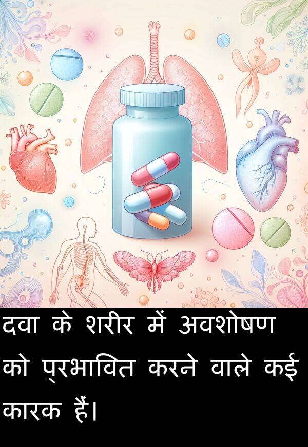 वाले: दवा के शरीर में अवशोषण को प्रभावित करने वाले कई कारक हैं।