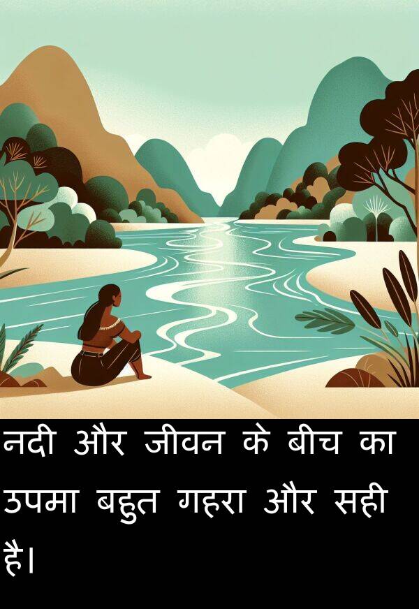 उपमा: नदी और जीवन के बीच का उपमा बहुत गहरा और सही है।