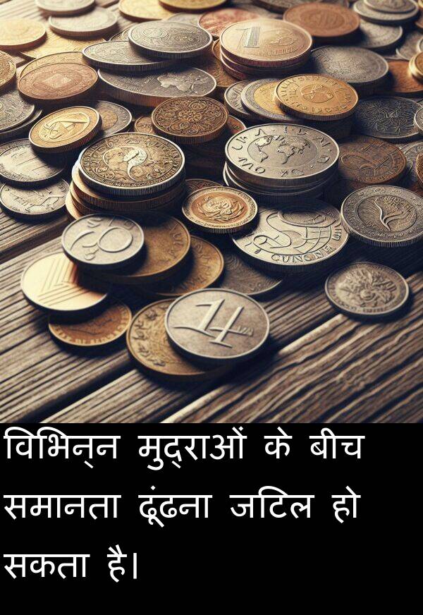 ढूंढना: विभिन्न मुद्राओं के बीच समानता ढूंढना जटिल हो सकता है।