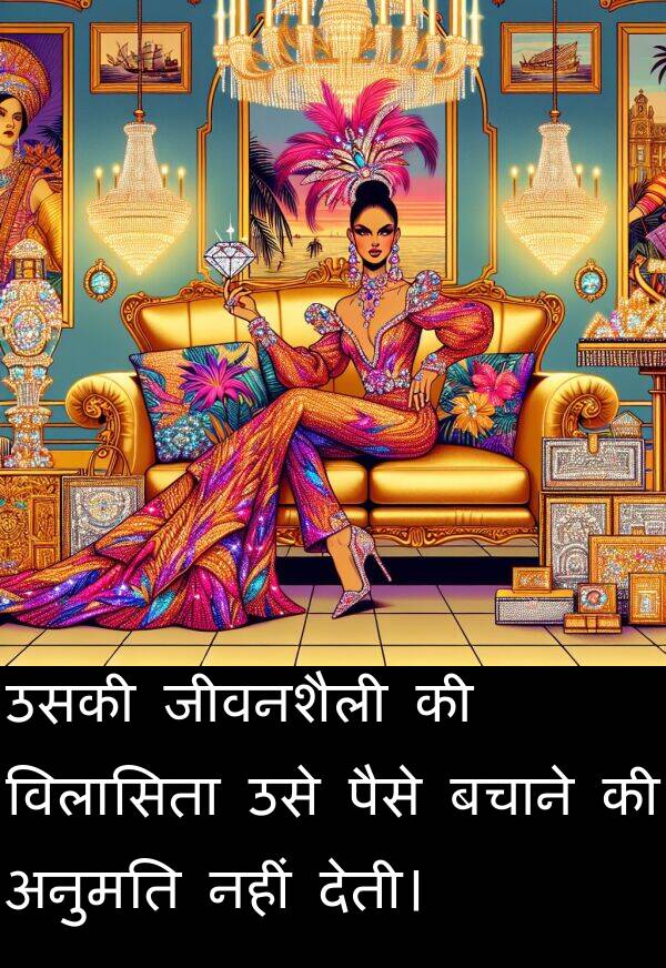 बचाने: उसकी जीवनशैली की विलासिता उसे पैसे बचाने की अनुमति नहीं देती।