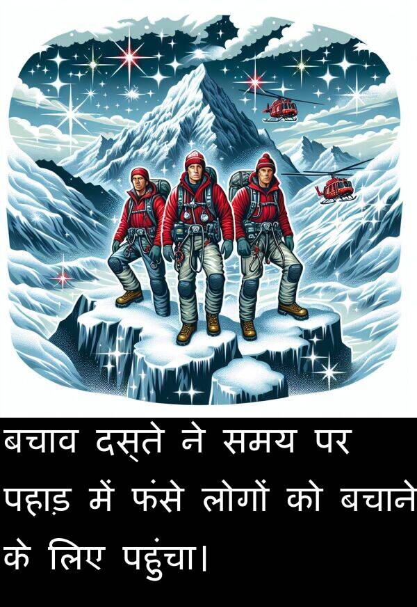 पहाड़: बचाव दस्ते ने समय पर पहाड़ में फंसे लोगों को बचाने के लिए पहुंचा।