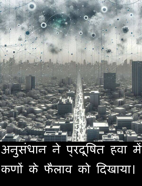 फैलाव: अनुसंधान ने प्रदूषित हवा में कणों के फैलाव को दिखाया।
