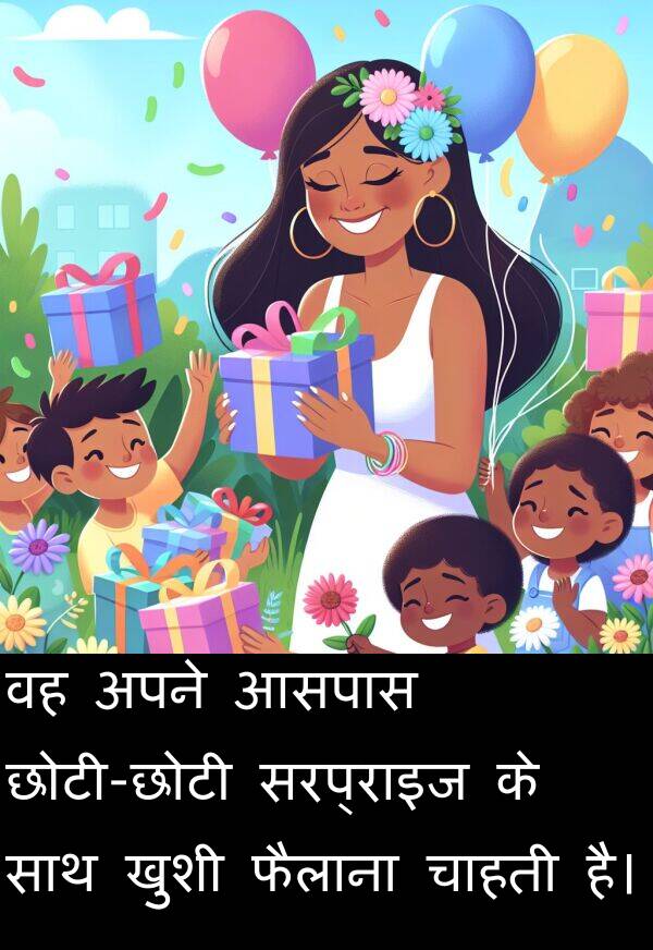 खुशी: वह अपने आसपास छोटी-छोटी सरप्राइज के साथ खुशी फैलाना चाहती है।