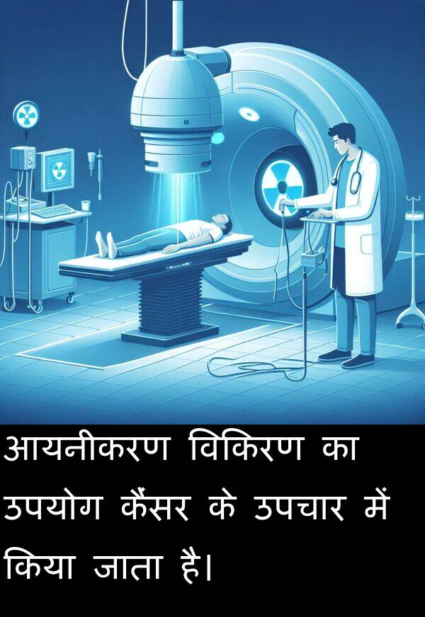 उपयोग: आयनीकरण विकिरण का उपयोग कैंसर के उपचार में किया जाता है।