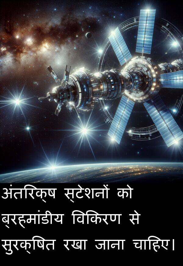 अंतरिक्ष: अंतरिक्ष स्टेशनों को ब्रह्मांडीय विकिरण से सुरक्षित रखा जाना चाहिए।