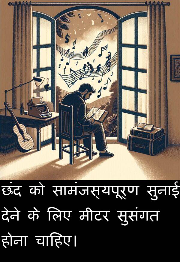 छंद: छंद को सामंजस्यपूर्ण सुनाई देने के लिए मीटर सुसंगत होना चाहिए।