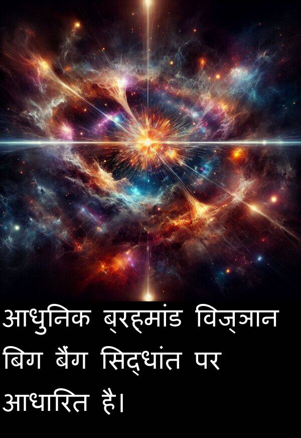 आधुनिक: आधुनिक ब्रह्मांड विज्ञान बिग बैंग सिद्धांत पर आधारित है।