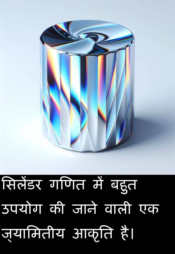 उपयोग: सिलेंडर गणित में बहुत उपयोग की जाने वाली एक ज्यामितीय आकृति है।