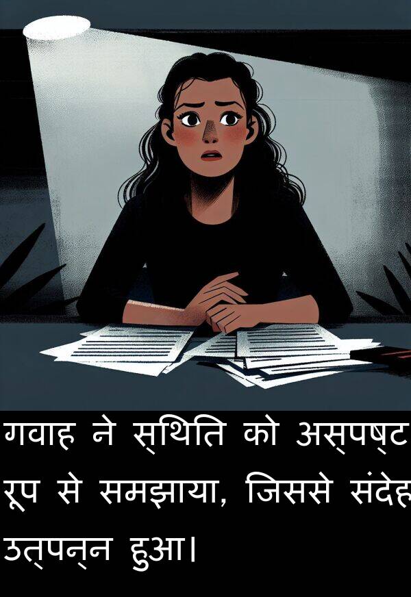 उत्पन्न: गवाह ने स्थिति को अस्पष्ट रूप से समझाया, जिससे संदेह उत्पन्न हुआ।