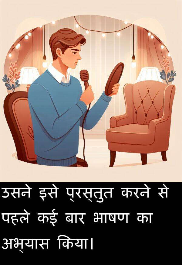 पहले: उसने इसे प्रस्तुत करने से पहले कई बार भाषण का अभ्यास किया।