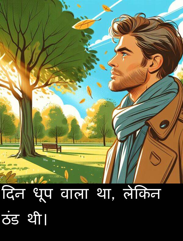 लेकिन: दिन धूप वाला था, लेकिन ठंड थी।
