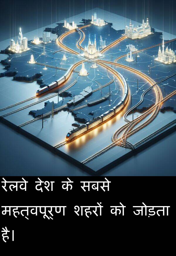 सबसे: रेलवे देश के सबसे महत्वपूर्ण शहरों को जोड़ता है।