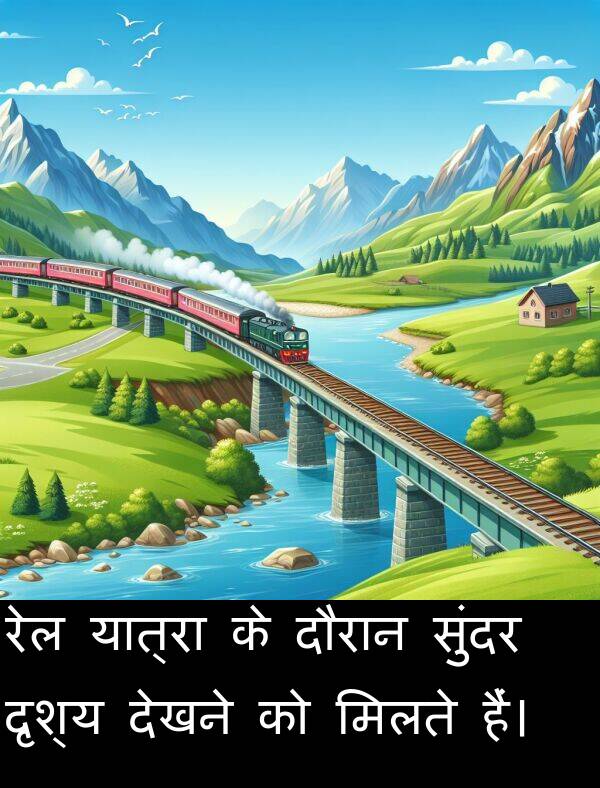 यात्रा: रेल यात्रा के दौरान सुंदर दृश्य देखने को मिलते हैं।