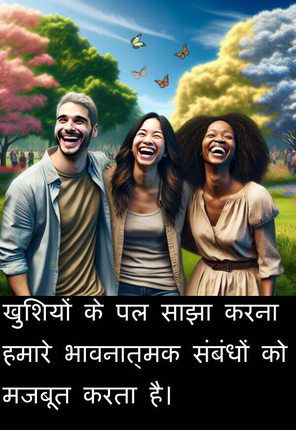 खुशियों: खुशियों के पल साझा करना हमारे भावनात्मक संबंधों को मजबूत करता है।