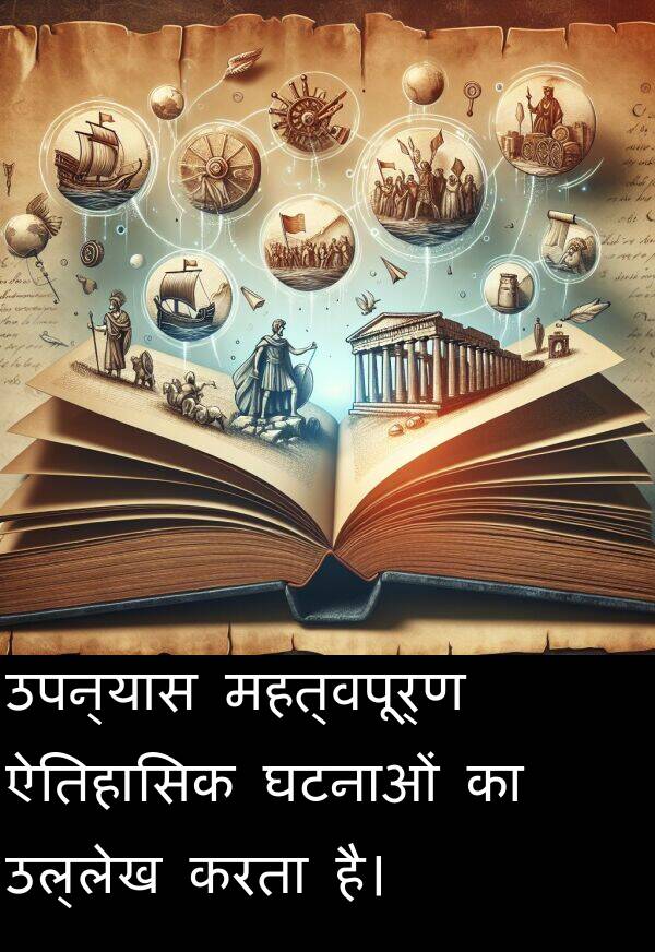 उपन्यास: उपन्यास महत्वपूर्ण ऐतिहासिक घटनाओं का उल्लेख करता है।