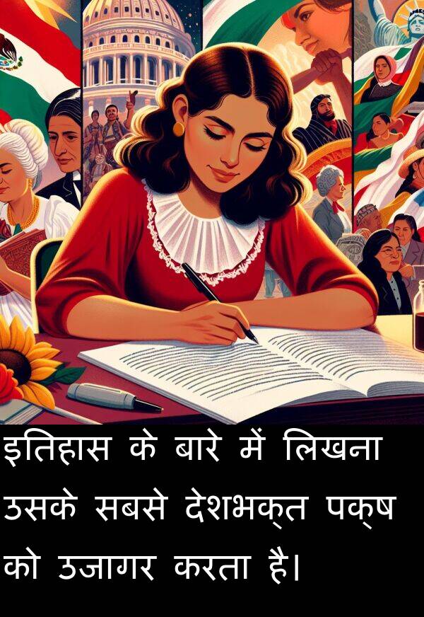 लिखना: इतिहास के बारे में लिखना उसके सबसे देशभक्त पक्ष को उजागर करता है।