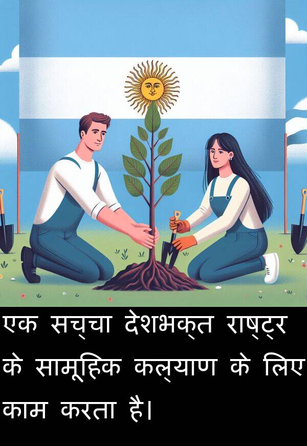 राष्ट्र: एक सच्चा देशभक्त राष्ट्र के सामूहिक कल्याण के लिए काम करता है।