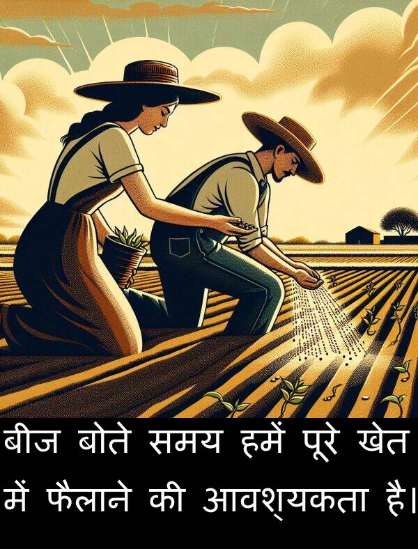 खेत: बीज बोते समय हमें पूरे खेत में फैलाने की आवश्यकता है।