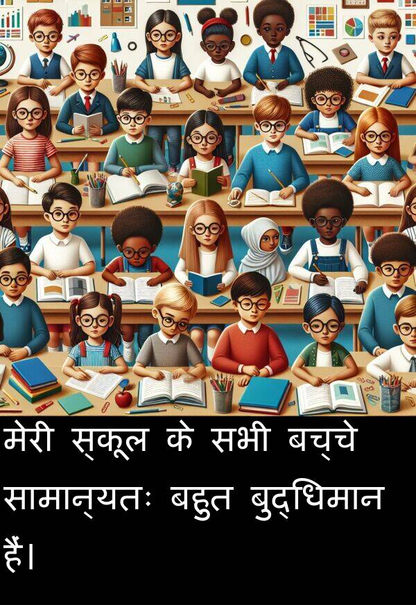 बच्चे: मेरी स्कूल के सभी बच्चे सामान्यतः बहुत बुद्धिमान हैं।