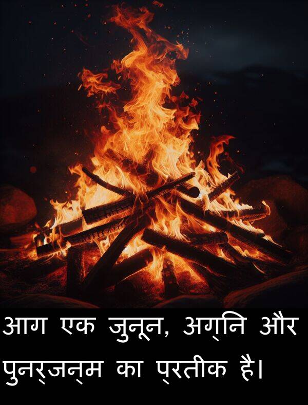 पुनर्जन्म: आग एक जुनून, अग्नि और पुनर्जन्म का प्रतीक है।