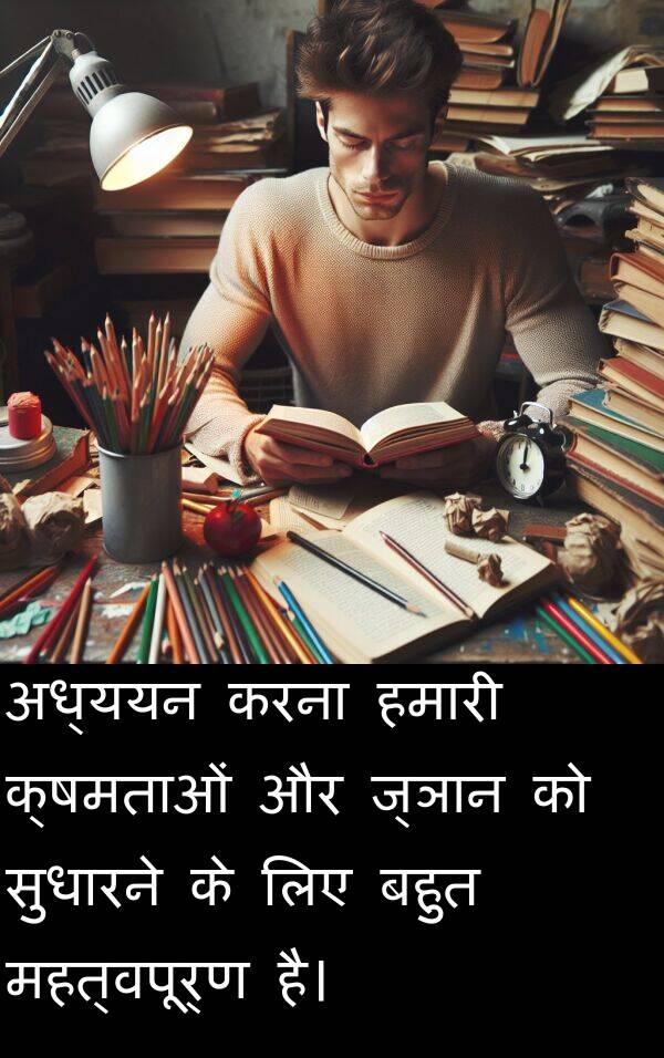 हमारी: अध्ययन करना हमारी क्षमताओं और ज्ञान को सुधारने के लिए बहुत महत्वपूर्ण है।