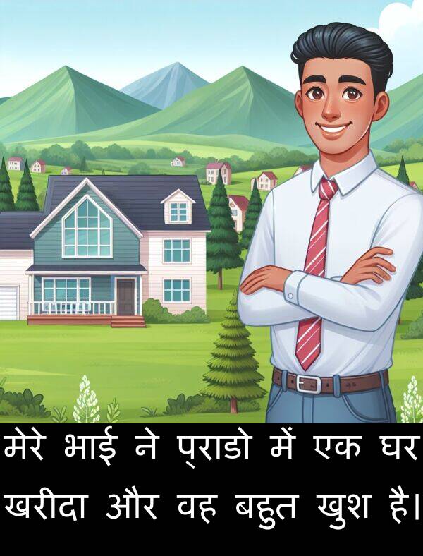 खरीदा: मेरे भाई ने प्राडो में एक घर खरीदा और वह बहुत खुश है।