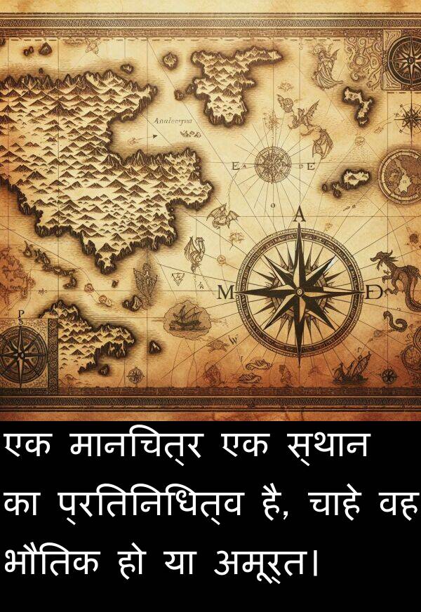 अमूर्त।: एक मानचित्र एक स्थान का प्रतिनिधित्व है, चाहे वह भौतिक हो या अमूर्त।