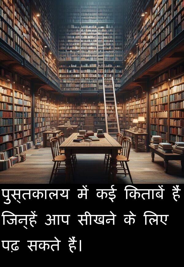 पढ़: पुस्तकालय में कई किताबें हैं जिन्हें आप सीखने के लिए पढ़ सकते हैं।