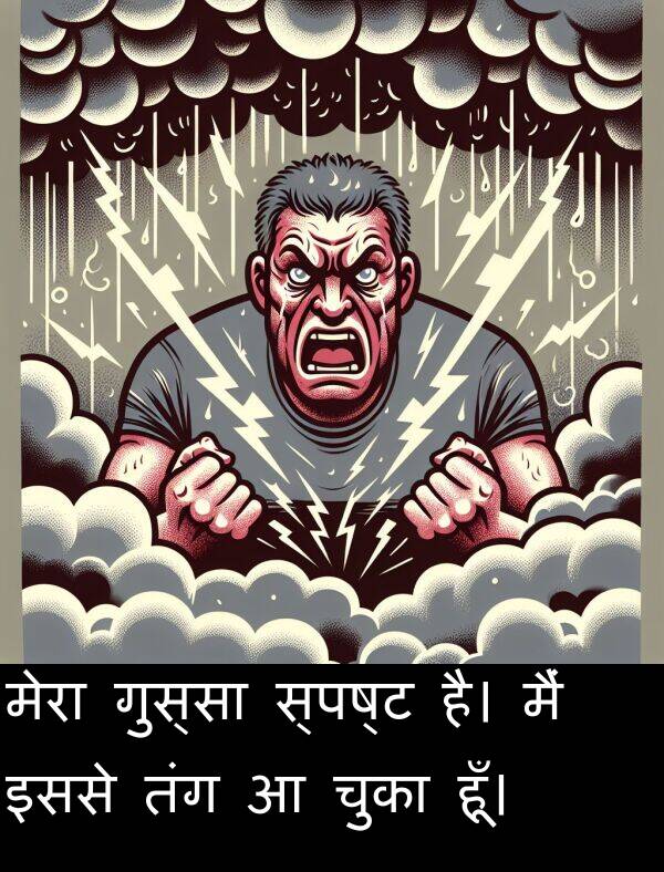 इससे: मेरा गुस्सा स्पष्ट है। मैं इससे तंग आ चुका हूँ।
