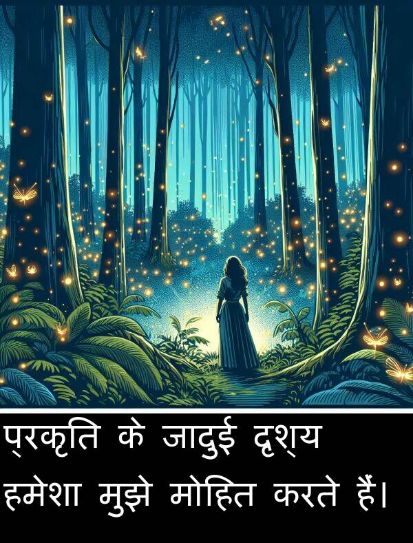 प्रकृति: प्रकृति के जादुई दृश्य हमेशा मुझे मोहित करते हैं।