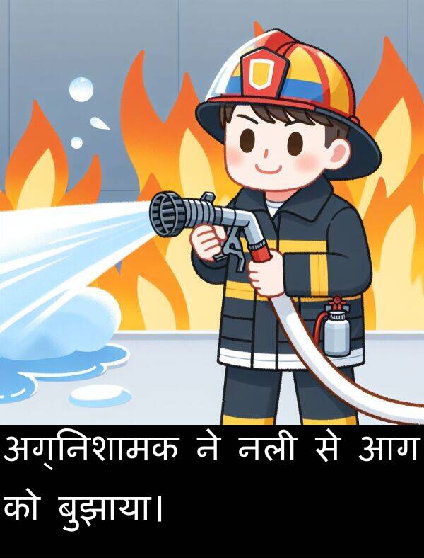नली: अग्निशामक ने नली से आग को बुझाया।