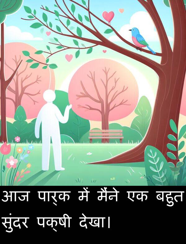 पार्क: आज पार्क में मैंने एक बहुत सुंदर पक्षी देखा।
