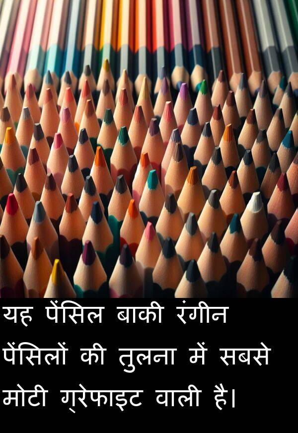 रंगीन: यह पेंसिल बाकी रंगीन पेंसिलों की तुलना में सबसे मोटी ग्रेफाइट वाली है।
