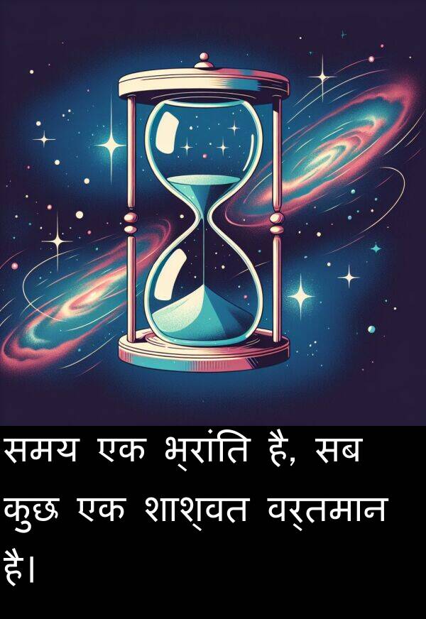 है: समय एक भ्रांति है, सब कुछ एक शाश्वत वर्तमान है।