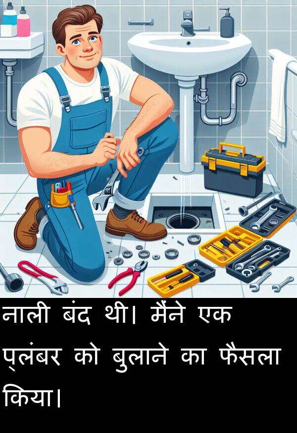 नाली: नाली बंद थी। मैंने एक प्लंबर को बुलाने का फैसला किया।