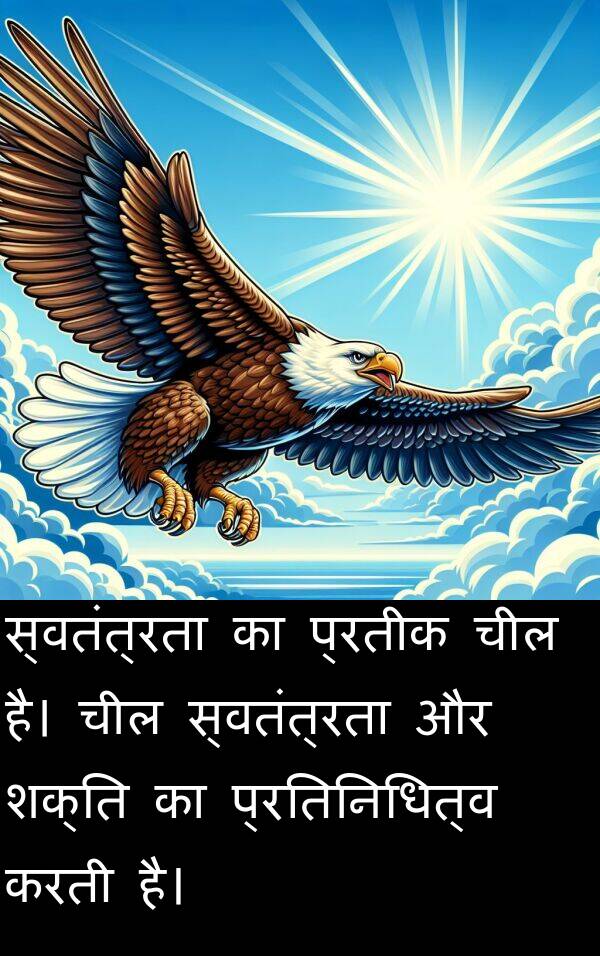चील: स्वतंत्रता का प्रतीक चील है। चील स्वतंत्रता और शक्ति का प्रतिनिधित्व करती है।